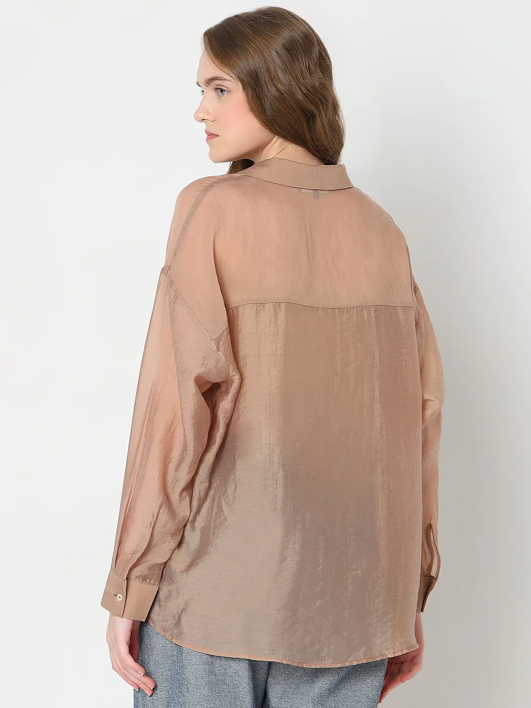 Brown Semi Sheer Shirt - Image 4