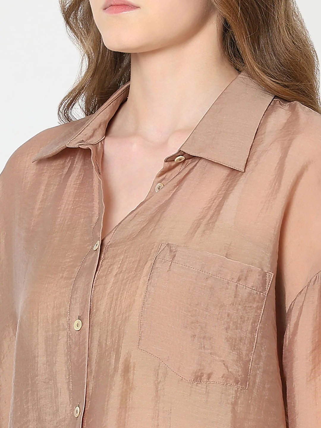 Brown Semi Sheer Shirt - Image 8