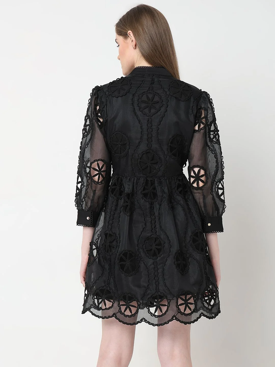 Marquee Black Cut-Out Lace Dress - Image 4