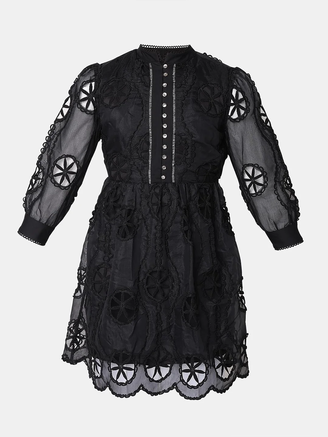 Marquee Black Cut-Out Lace Dress - Image 7