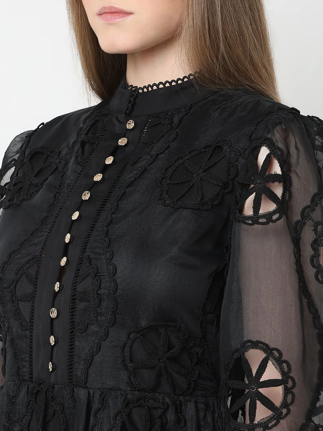 Marquee Black Cut-Out Lace Dress - Image 8