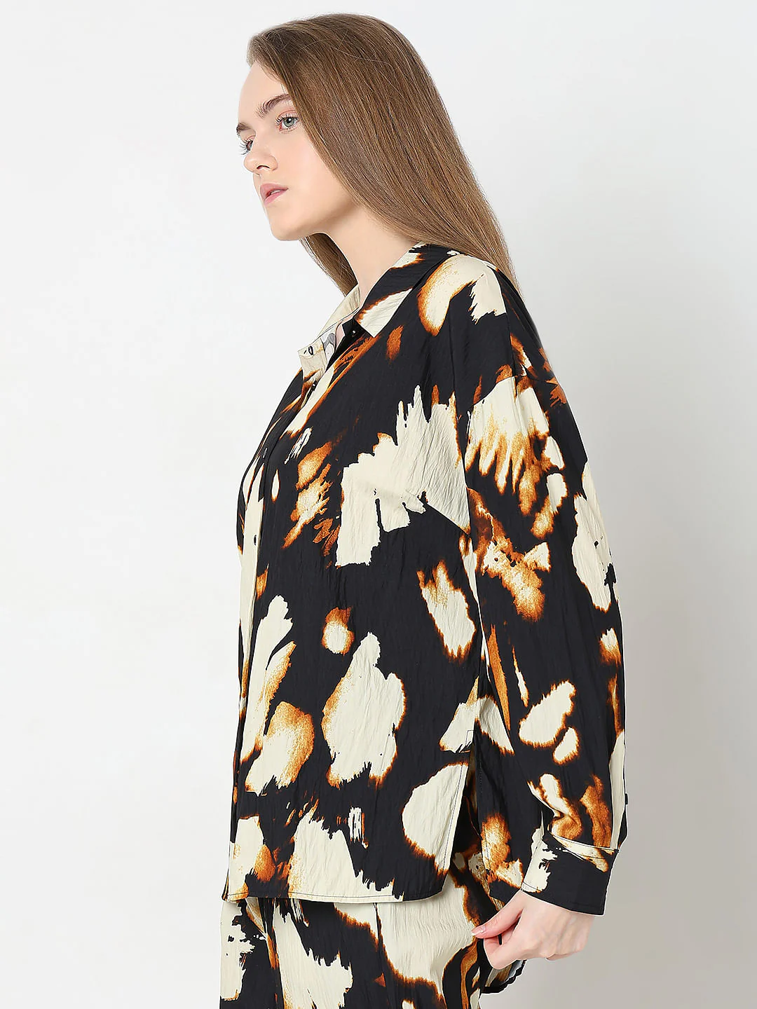 Cream Abstract Print Co-Ord Set Shirt - Image 3