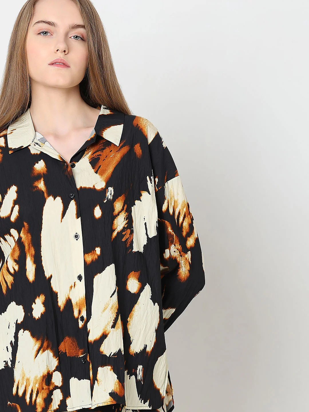 Cream Abstract Print Co-Ord Set Shirt - Image 6