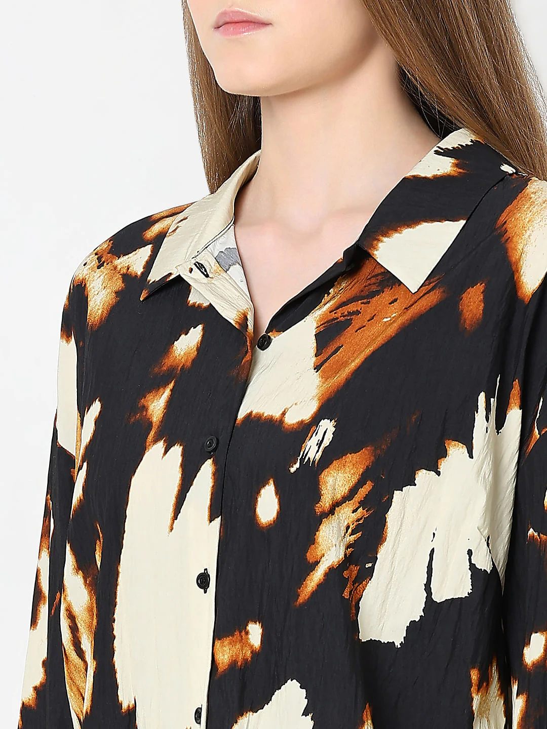 Cream Abstract Print Co-Ord Set Shirt - Image 8