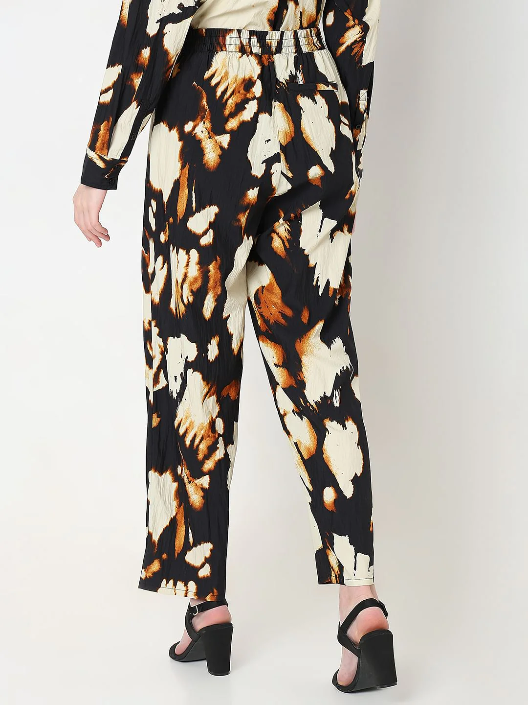 Cream Abstract Print Co-Ord Set Pants - Image 4