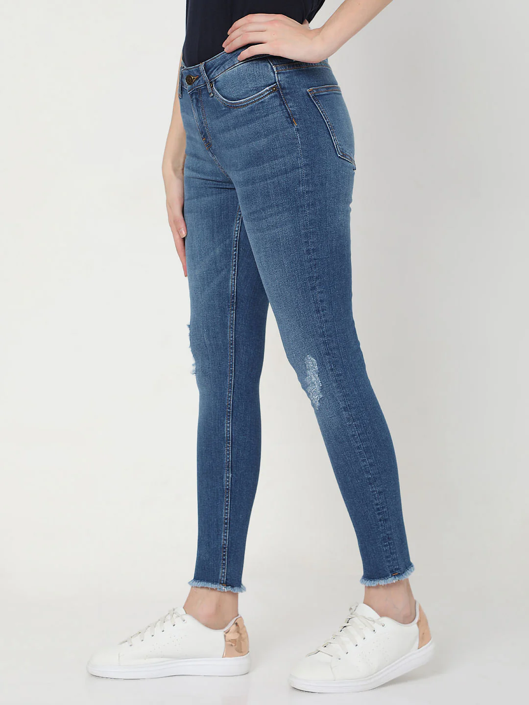 Blue Mid Rise Wendy Skinny Jeans - Image 2