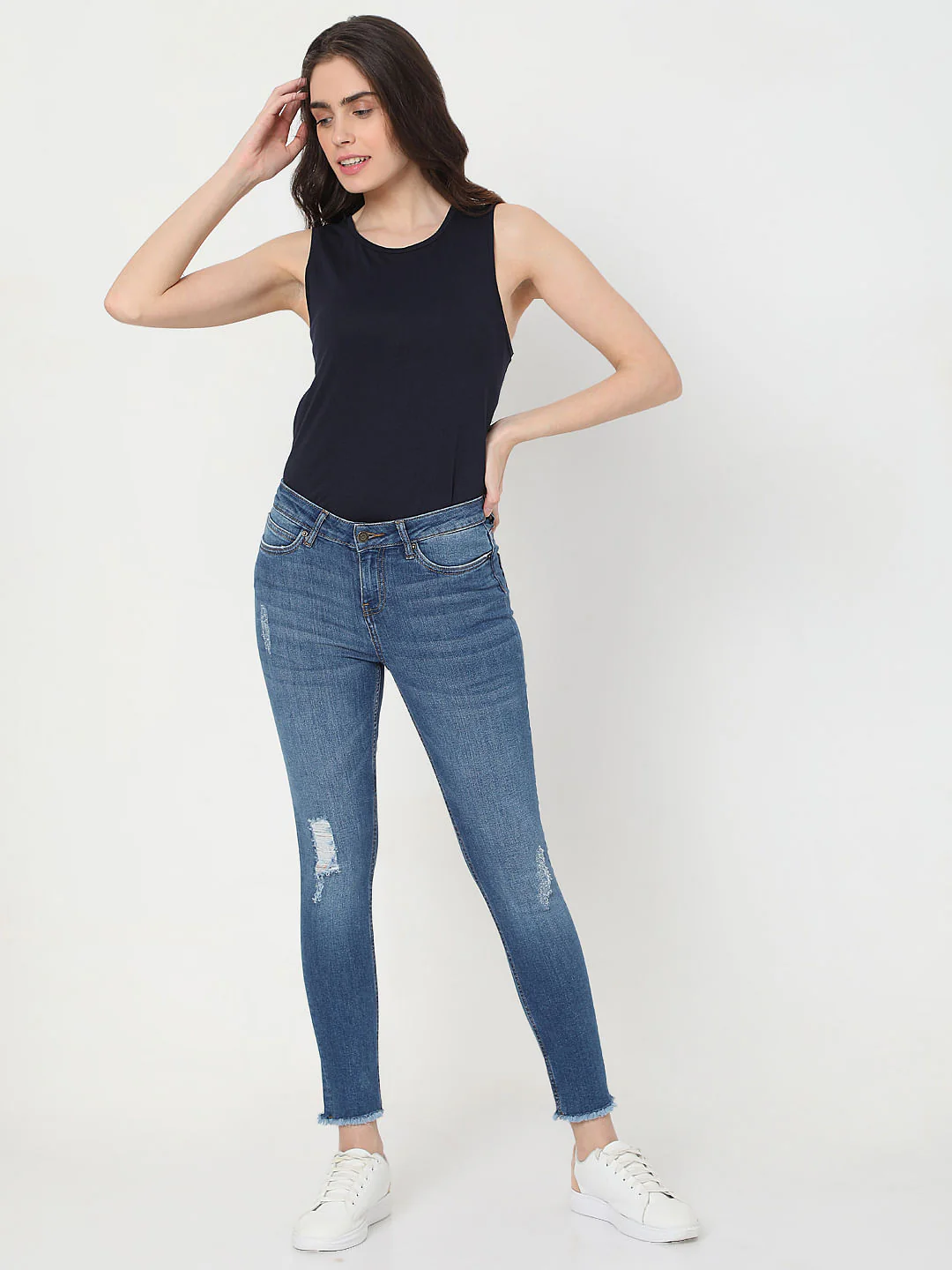 Blue Mid Rise Wendy Skinny Jeans - Image 4