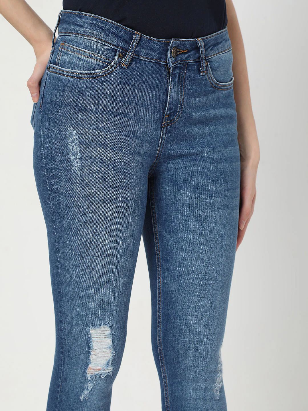 Blue Mid Rise Wendy Skinny Jeans - Image 5