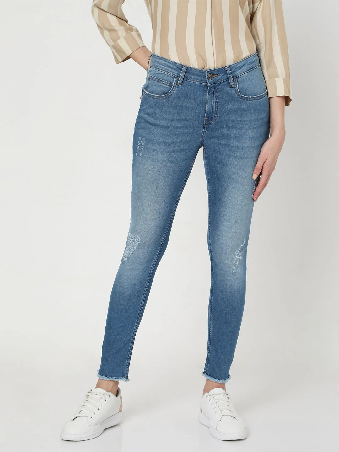 Blue Mid Rise Wendy Skinny Jeans
