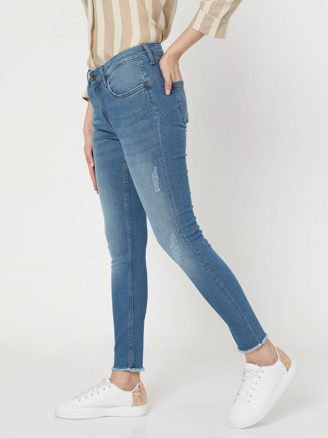 Blue Mid Rise Wendy Skinny Jeans - Image 2