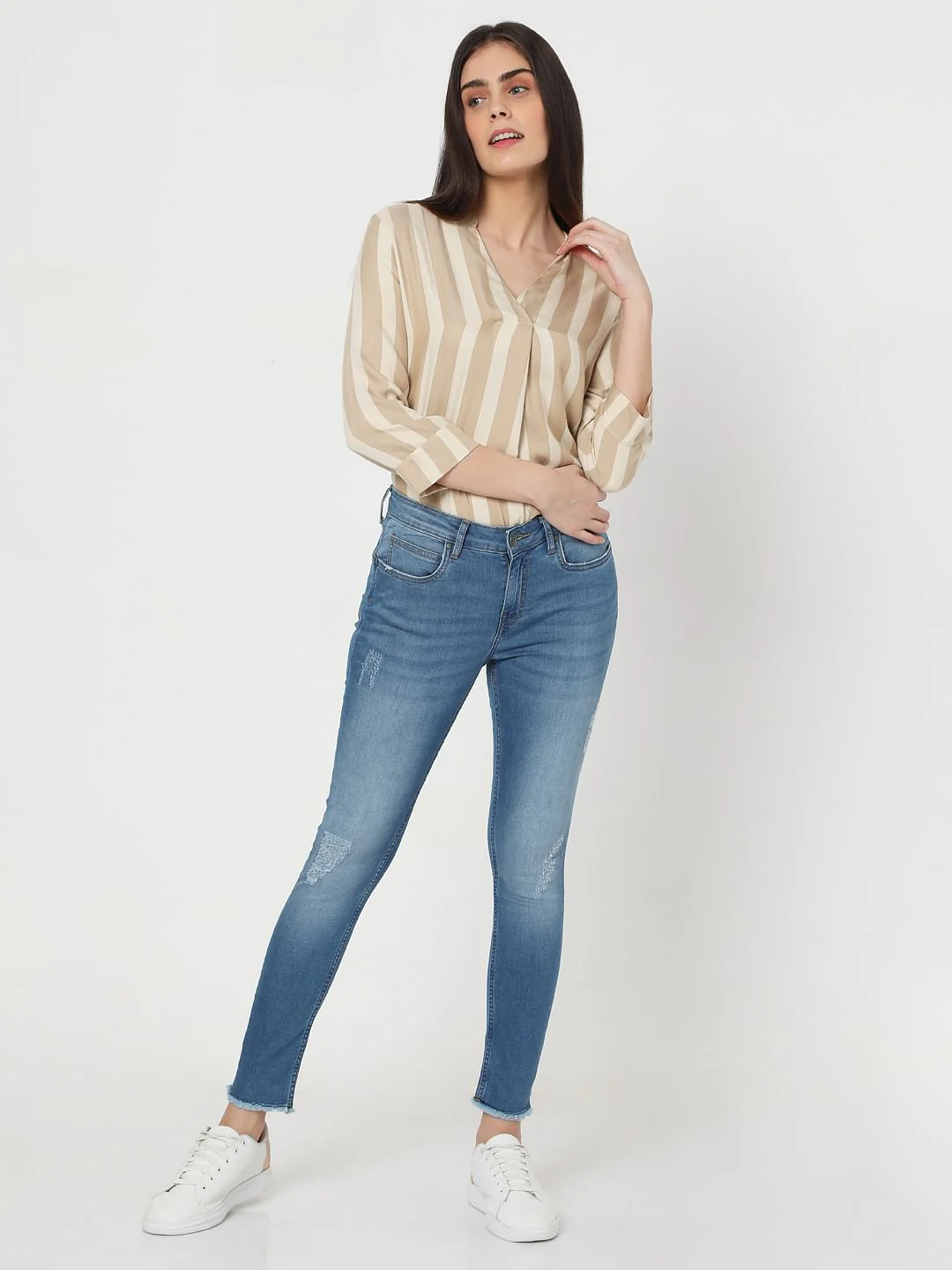 Blue Mid Rise Wendy Skinny Jeans - Image 5