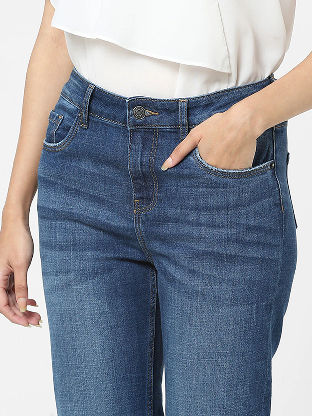 Blue High Rise Slim Jeans - Image 5