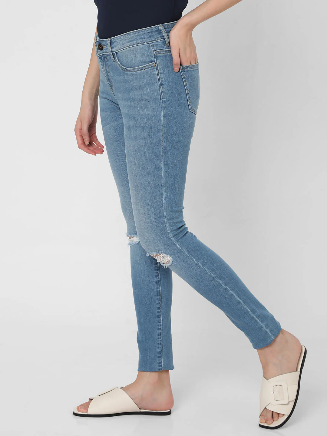 Blue Mid Rise Wendy Skinny Jeans - Image 2