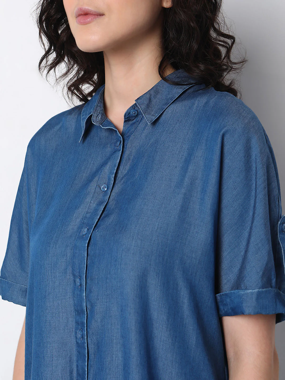 Blue Tencel Co-Ord Set Shirt - Image 8