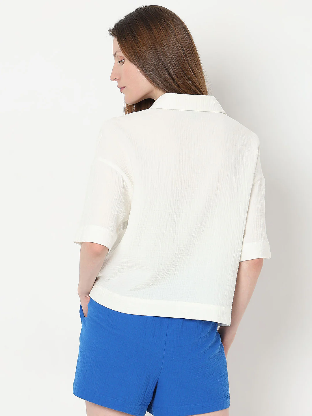 White Embroidered Co-Ord Set Shirt - Image 4