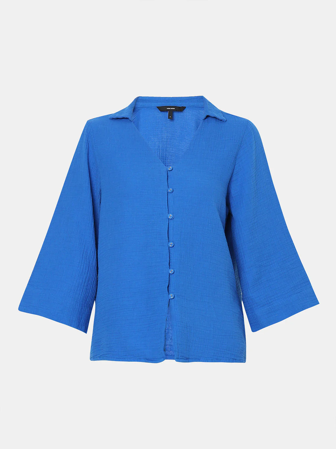 Blue Textured Cotton Shirt - Image 7