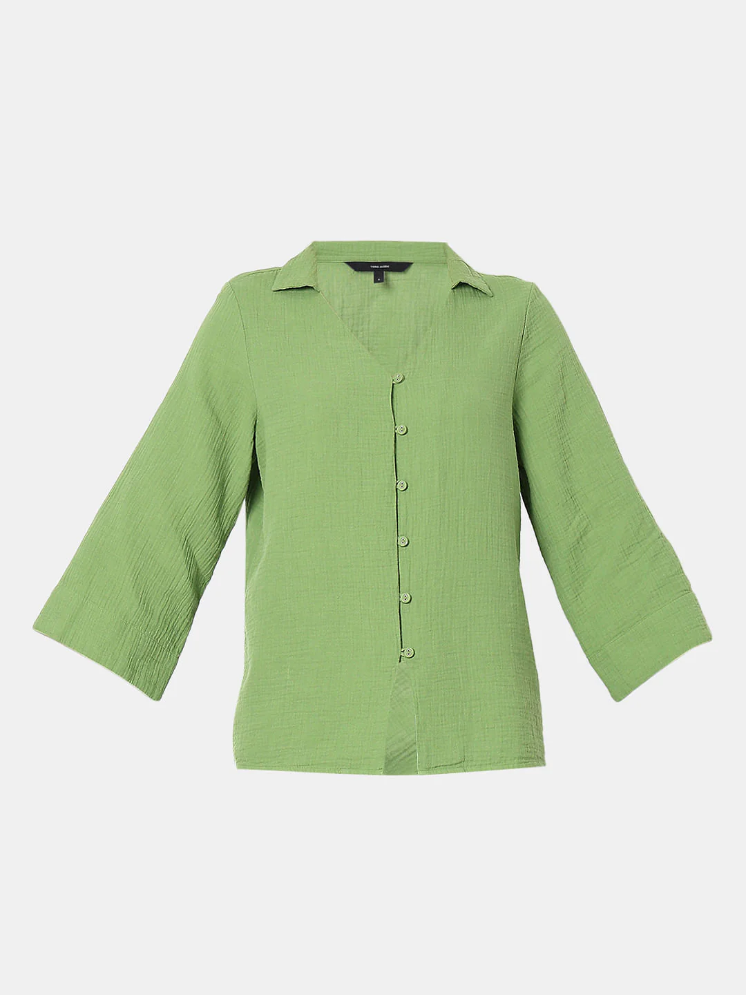 Green Textured Cotton Shirt - Image 7