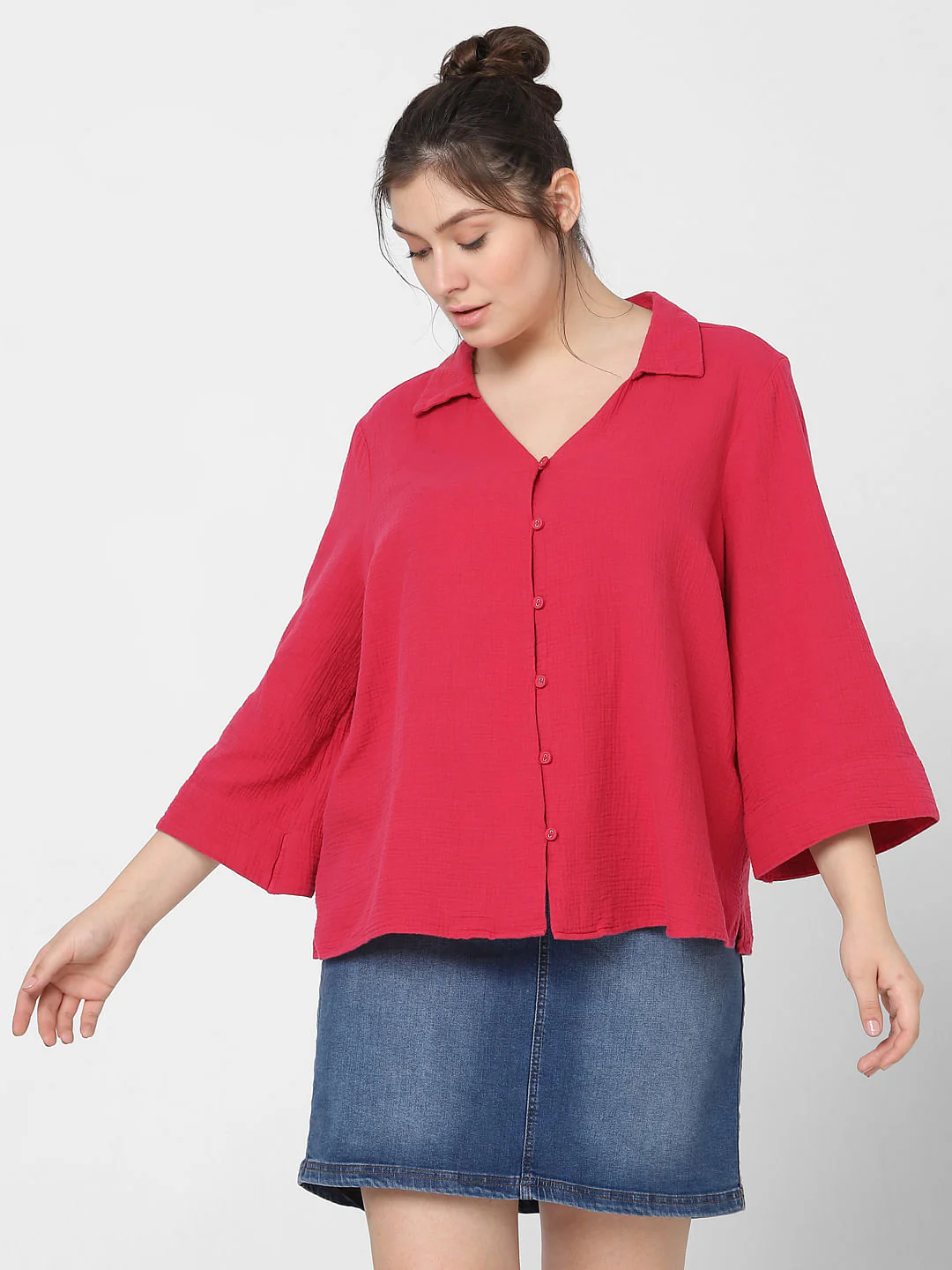 Curve Red V-Neck Shirt - Image 2
