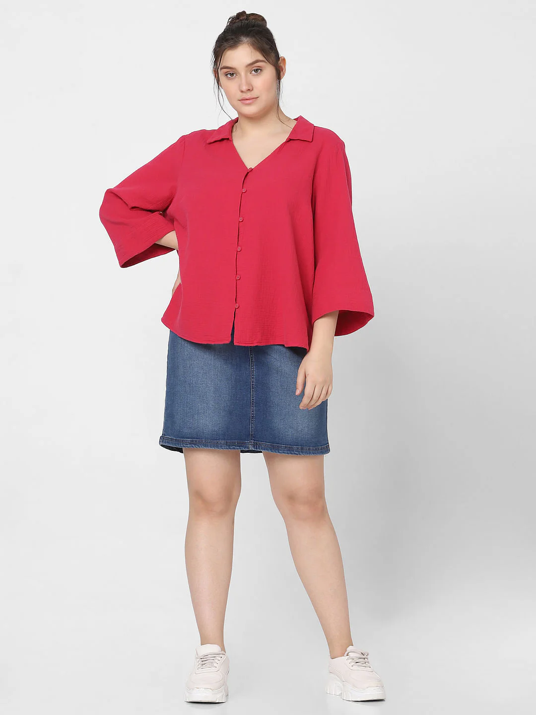Curve Red V-Neck Shirt - Image 5