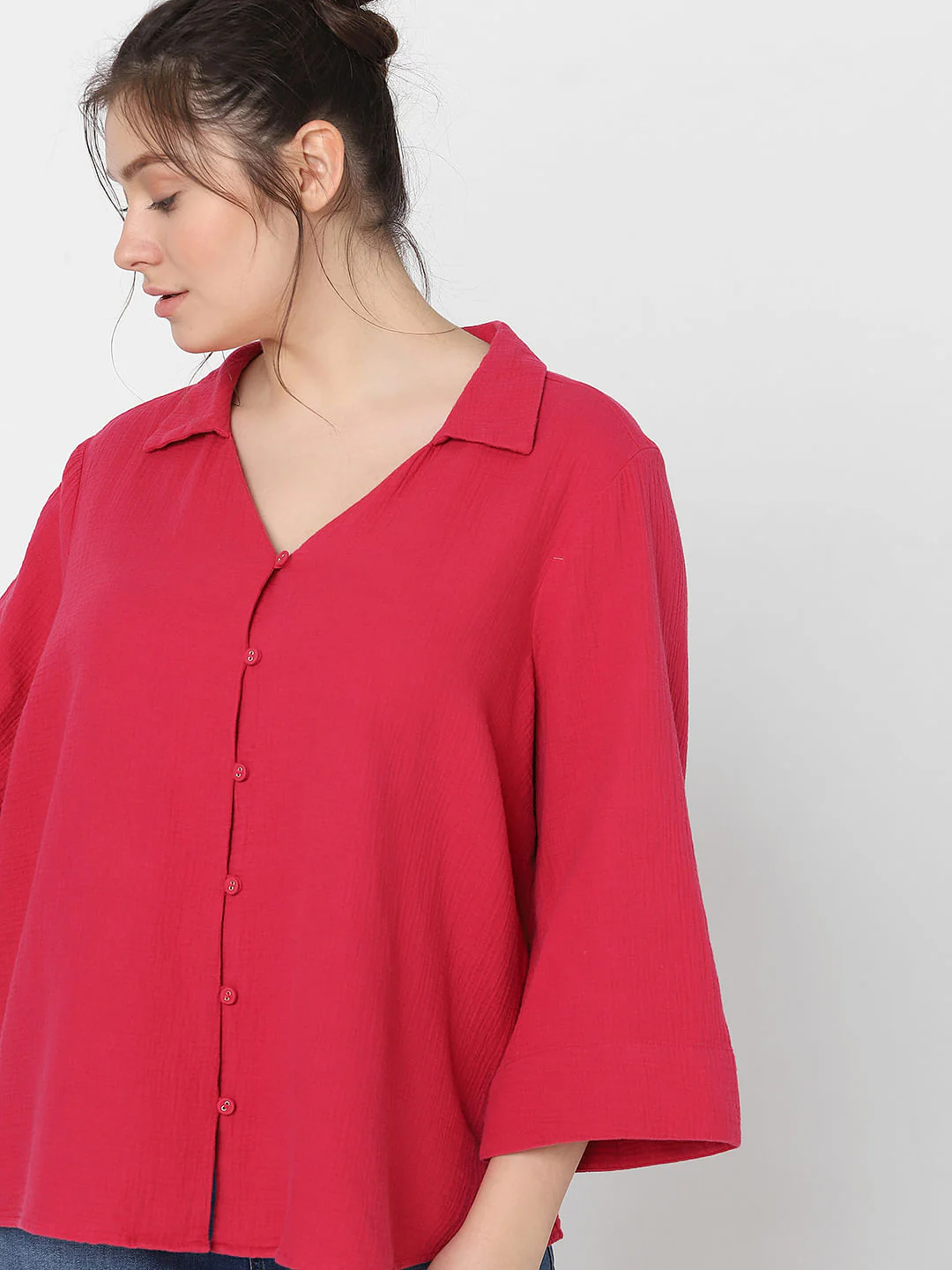Curve Red V-Neck Shirt - Image 8