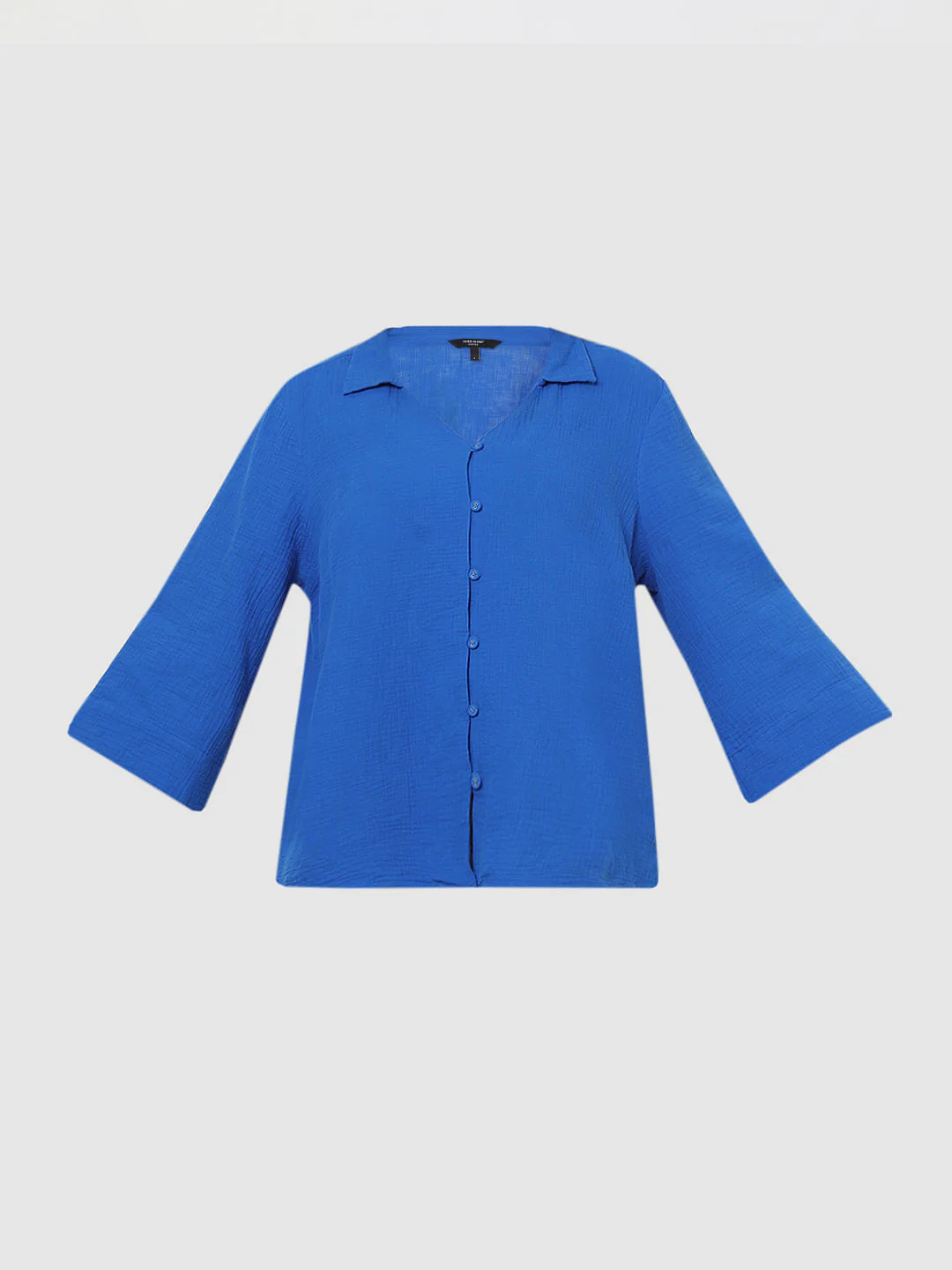 Curve Blue Textured Shirt - Image 7