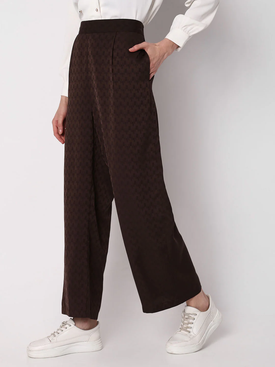 Brown High Rise Printed Co-Ord Set Pants - Image 3