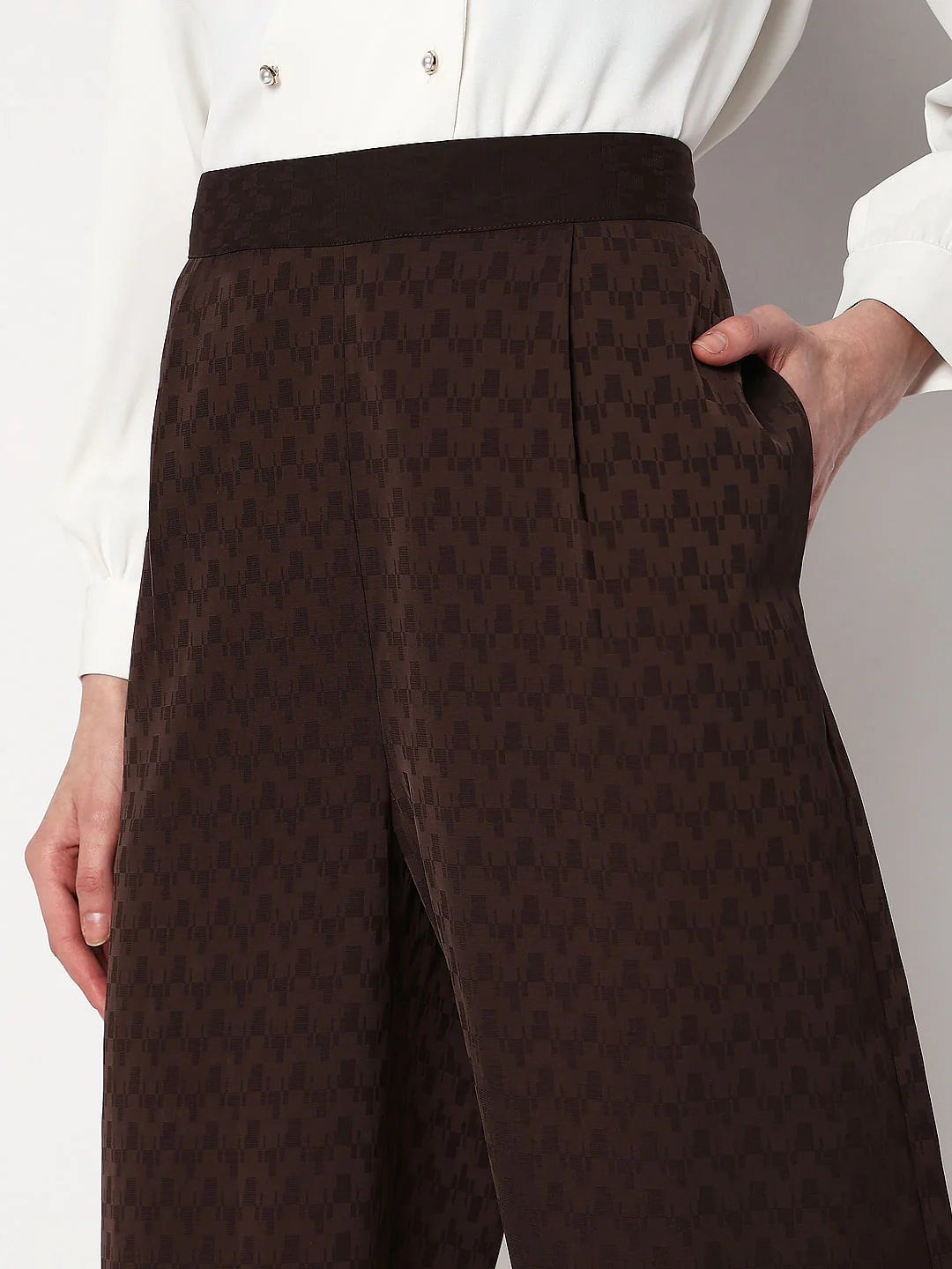 Brown High Rise Printed Co-Ord Set Pants - Image 6