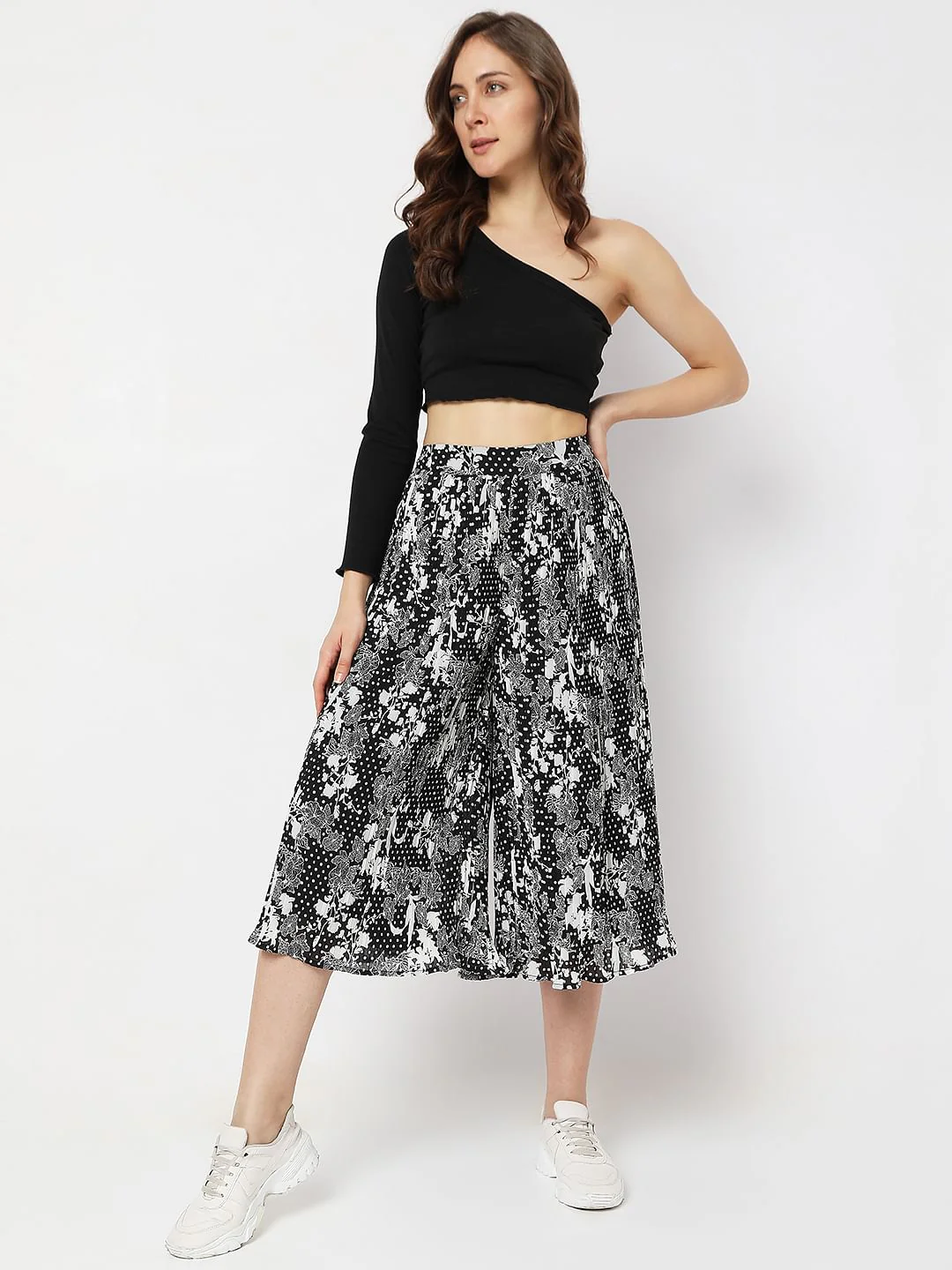 Black High Rise Floral Flared Pants - Image 6