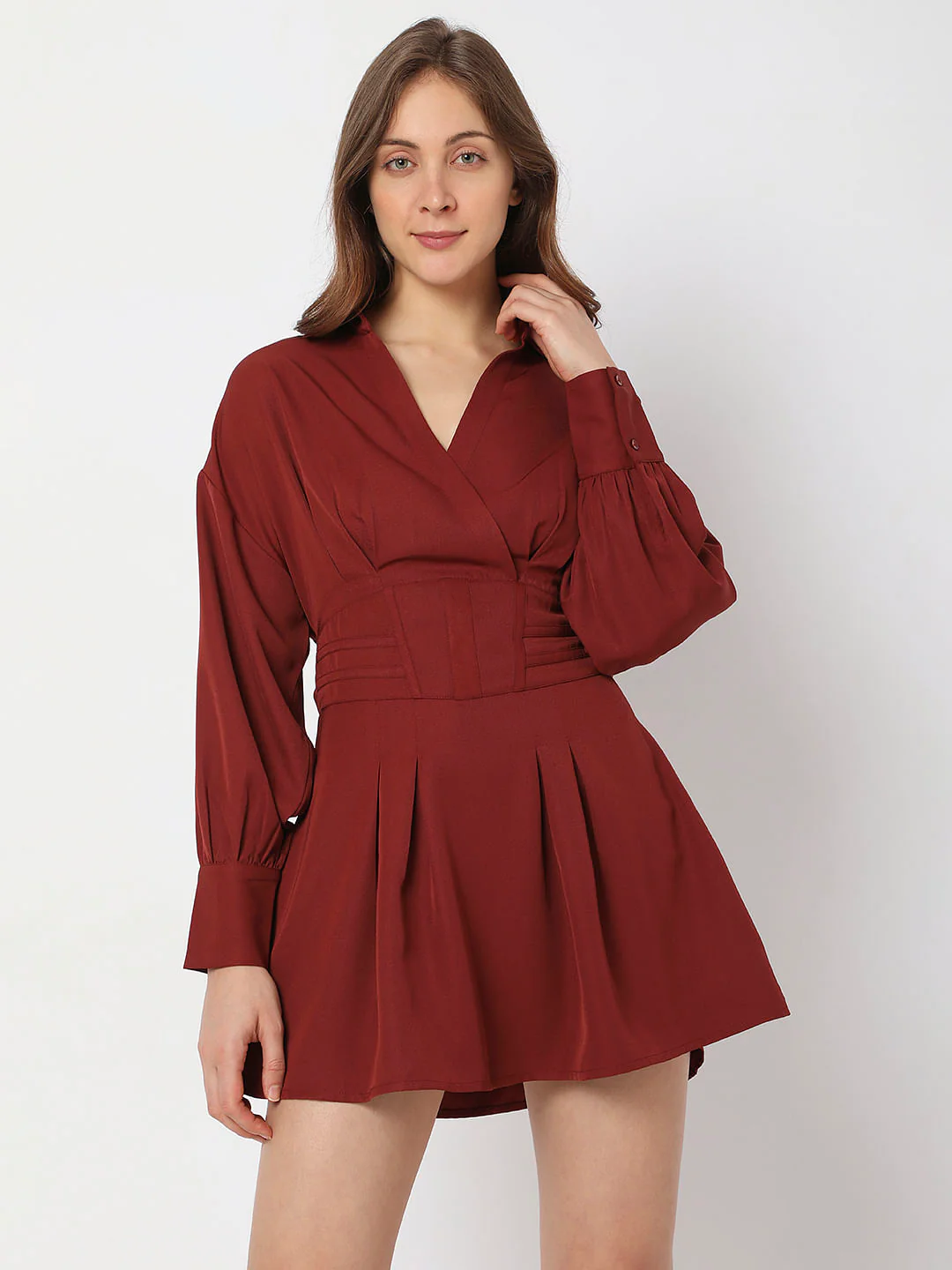 Red Corset Detail Mini Dress - Image 2