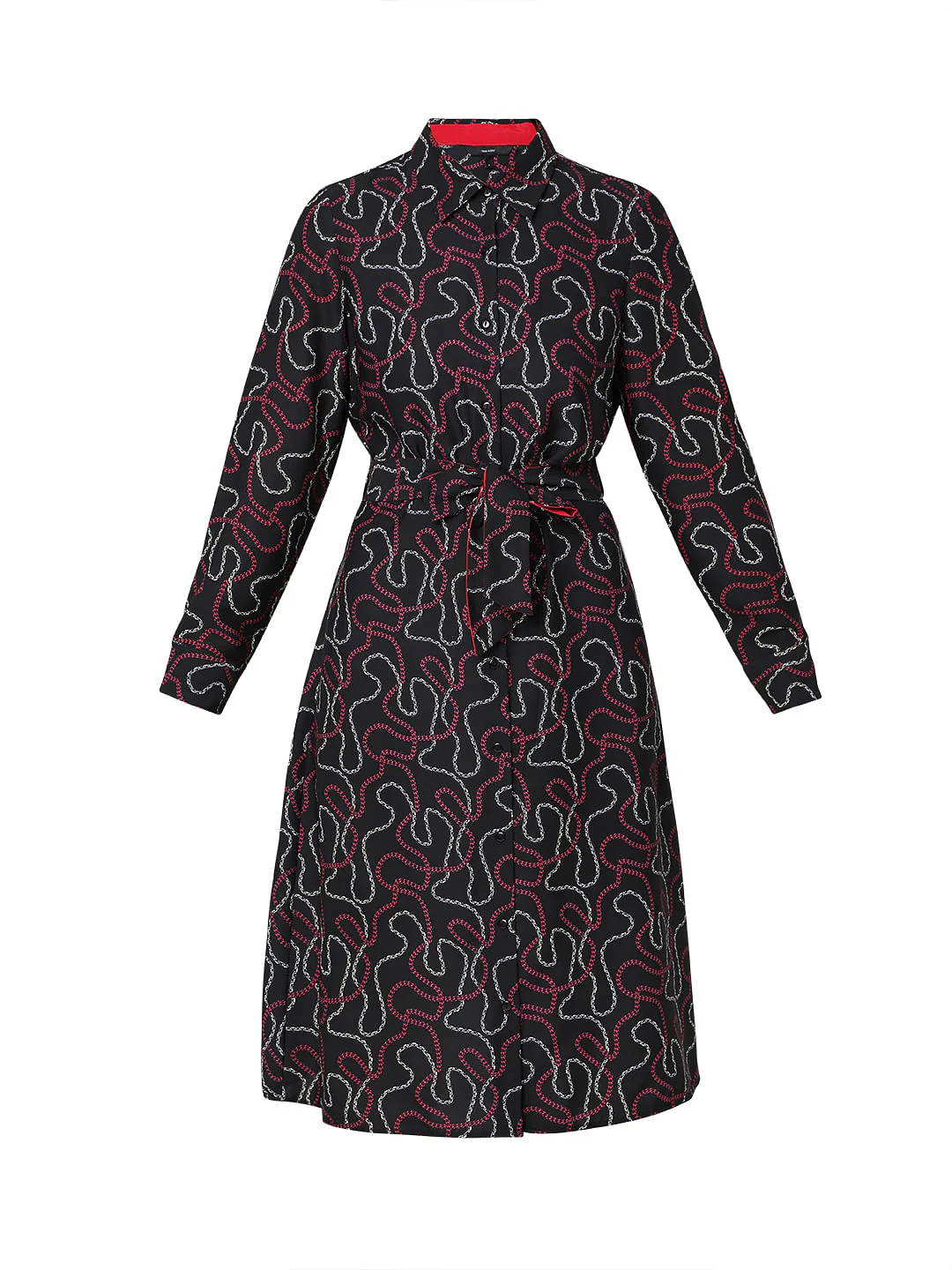 Black Printed Midi Shirt Dress - Image 6