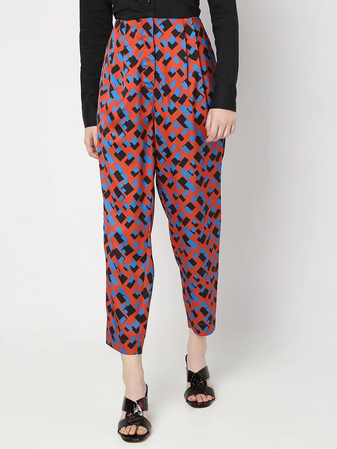 Brown Geometric Print Co-Ord Set Pants - Image 2