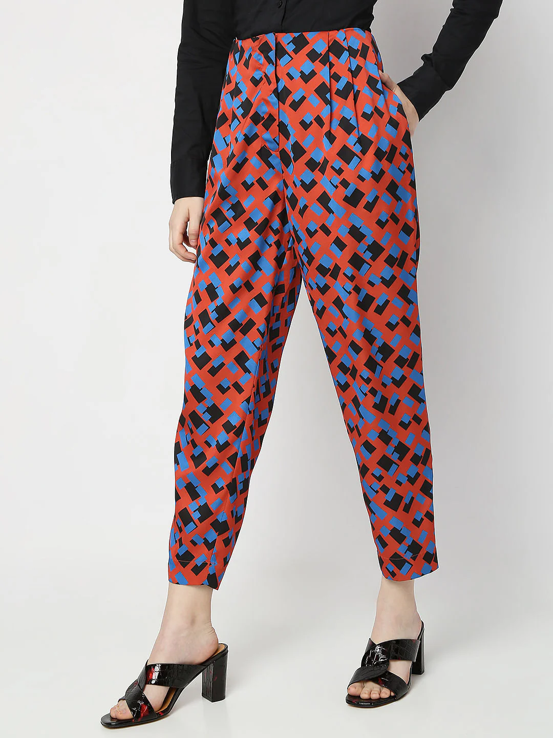 Brown Geometric Print Co-Ord Set Pants - Image 3
