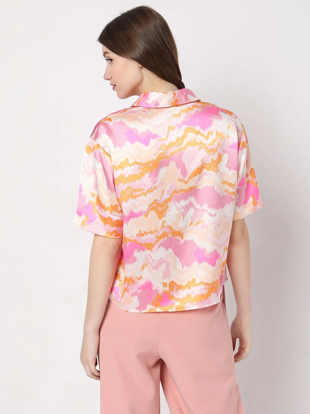 Pink Tie-Dye Satin Shirt - Image 4