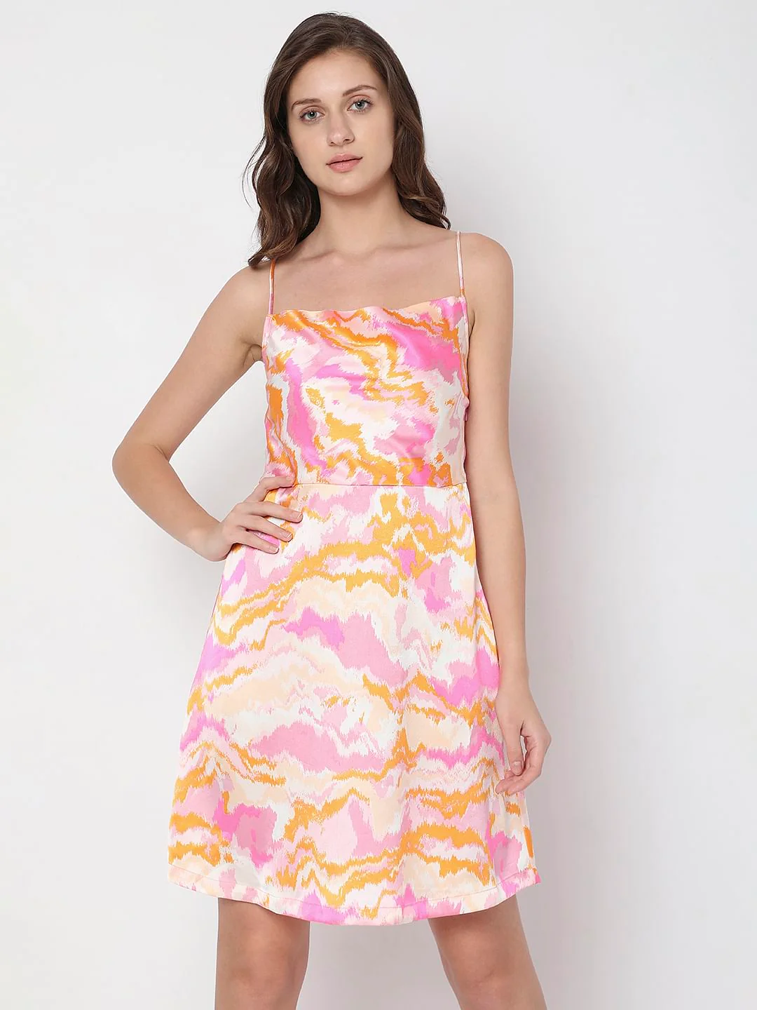 Pink Abstract Print Mini Dress - Image 2