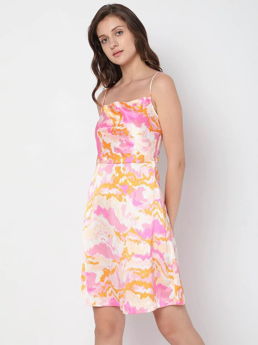 Pink Abstract Print Mini Dress - Image 3