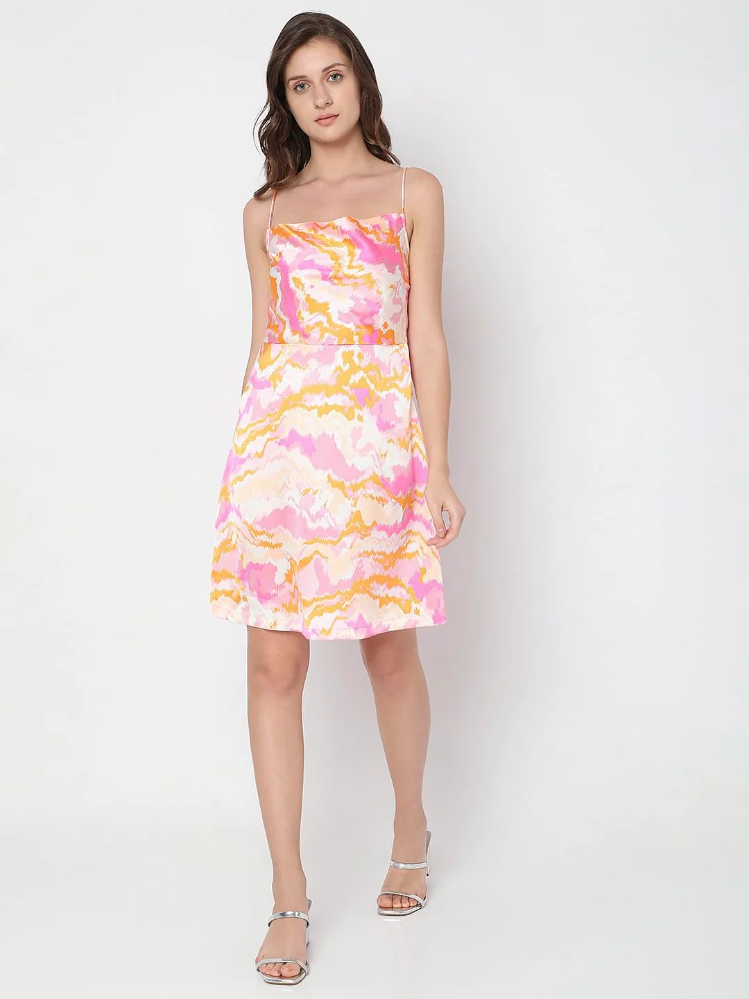 Pink Abstract Print Mini Dress - Image 5