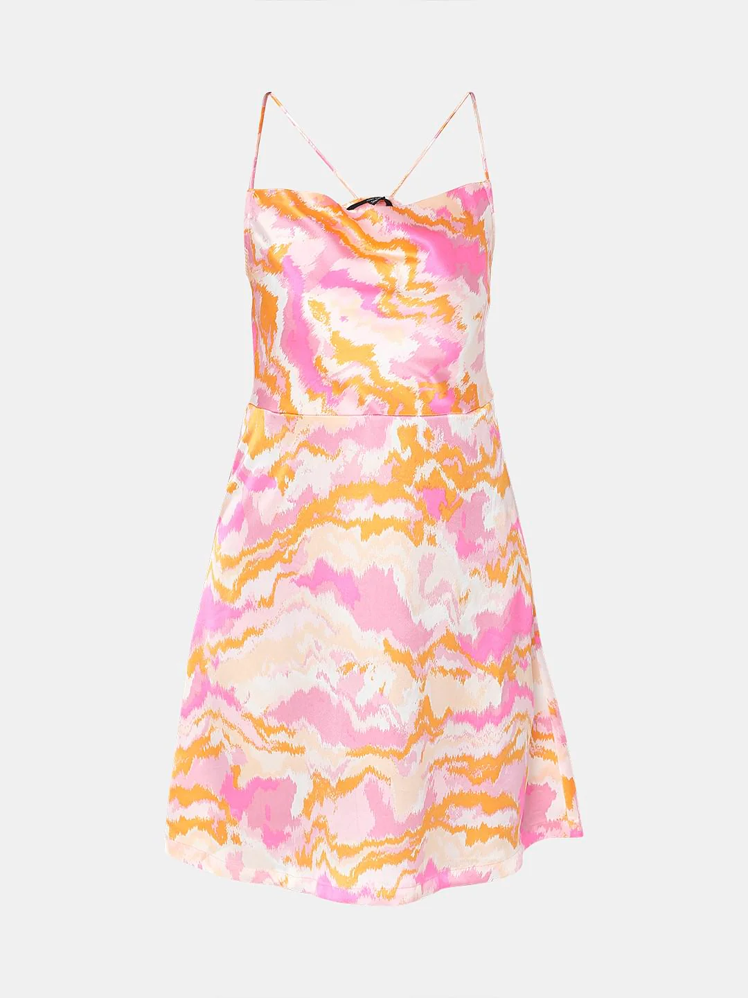 Pink Abstract Print Mini Dress - Image 7