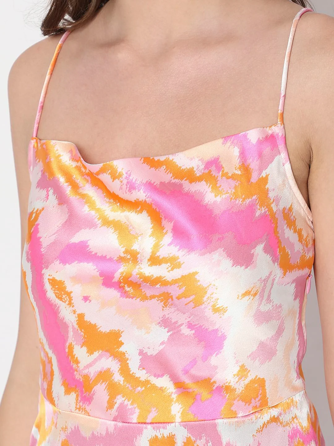 Pink Abstract Print Mini Dress - Image 8