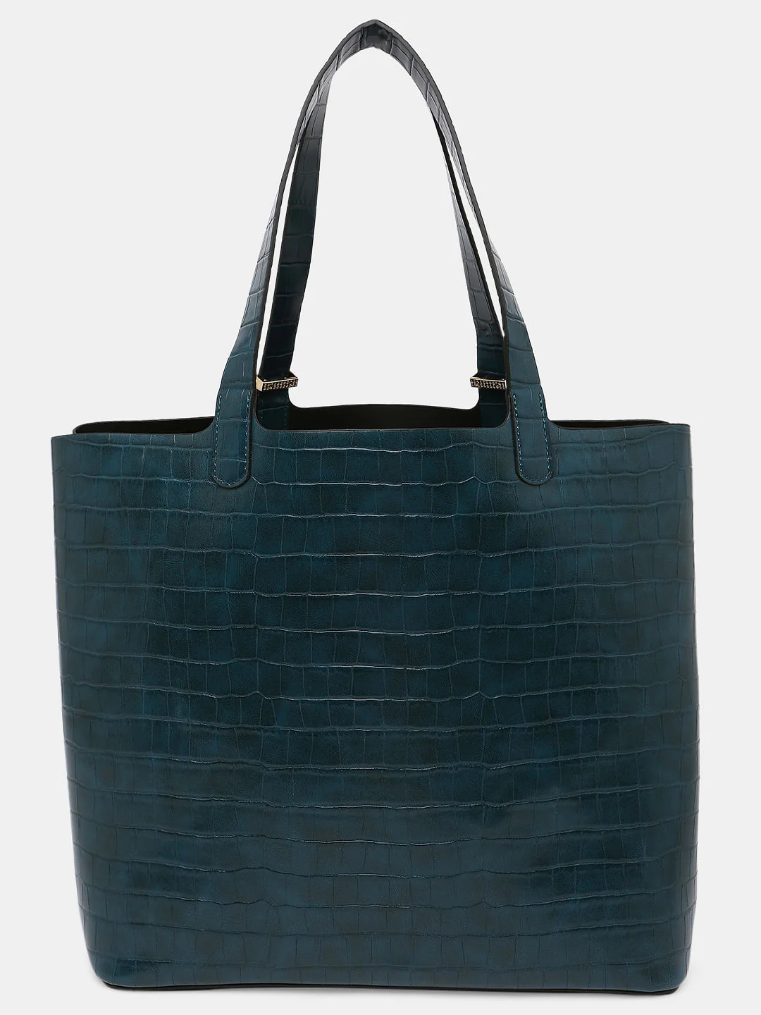 Deep Green Croc Embossed Tote - Image 2