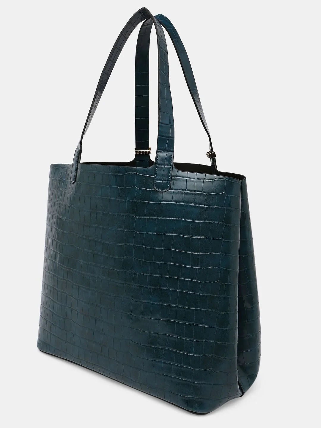 Deep Green Croc Embossed Tote - Image 3