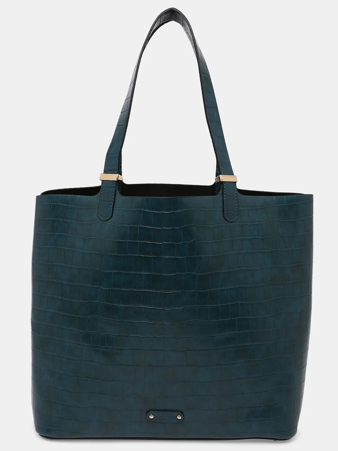 Deep Green Croc Embossed Tote - Image 4