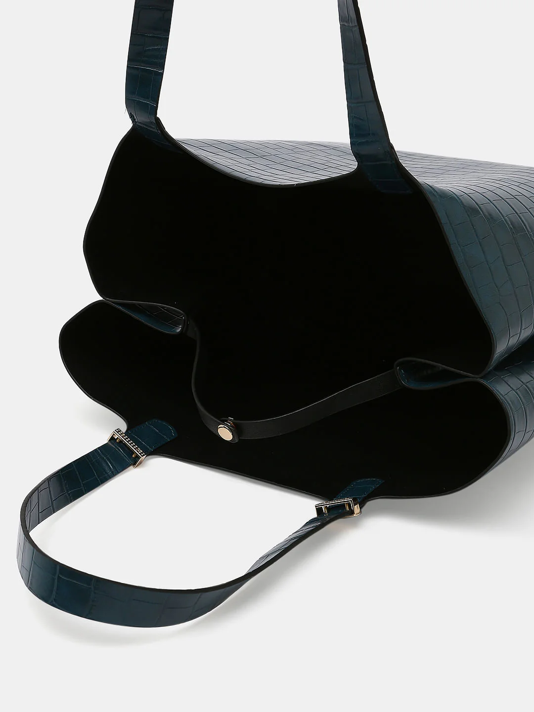 Deep Green Croc Embossed Tote - Image 5