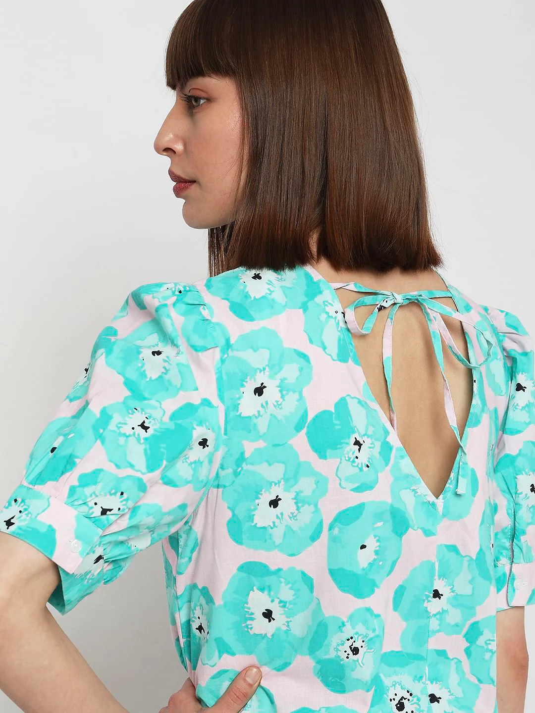 Electric Green Floral Midi Dress - Image 5