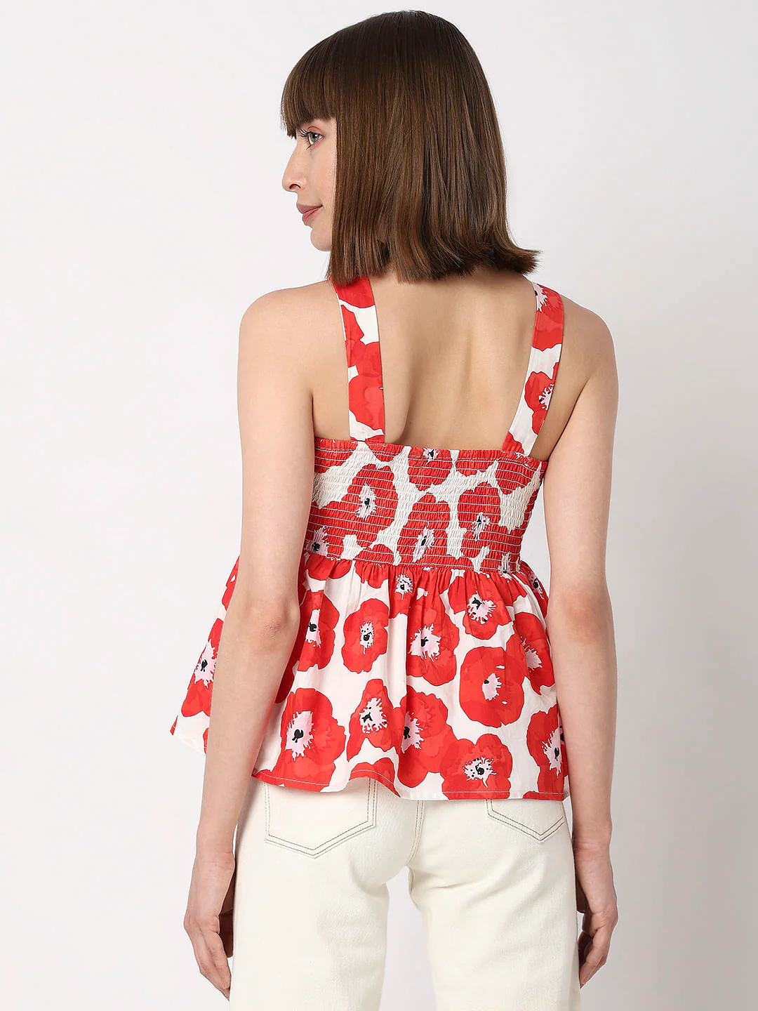 Red Floral Flared Top - Image 4
