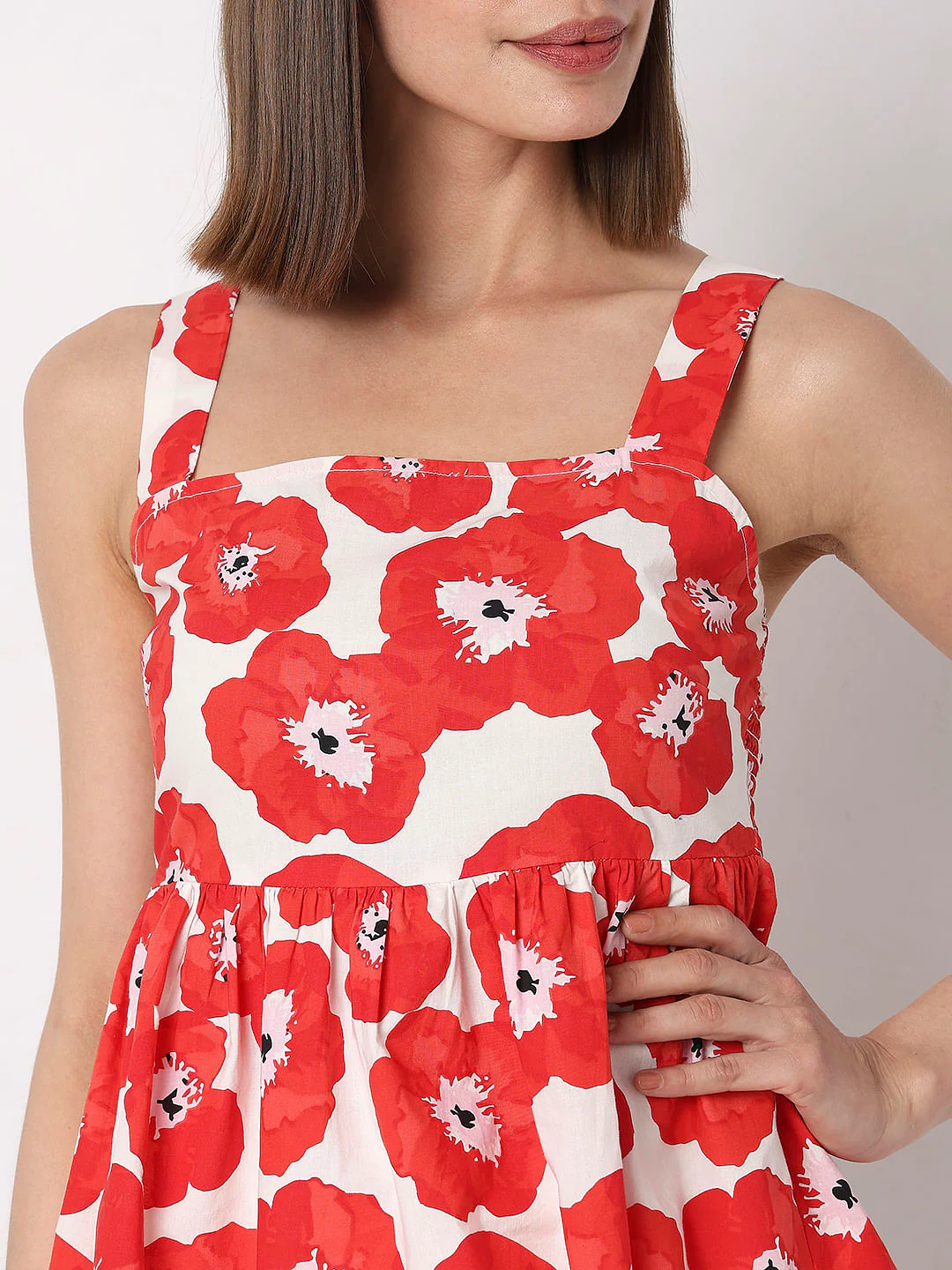 Red Floral Flared Top - Image 6