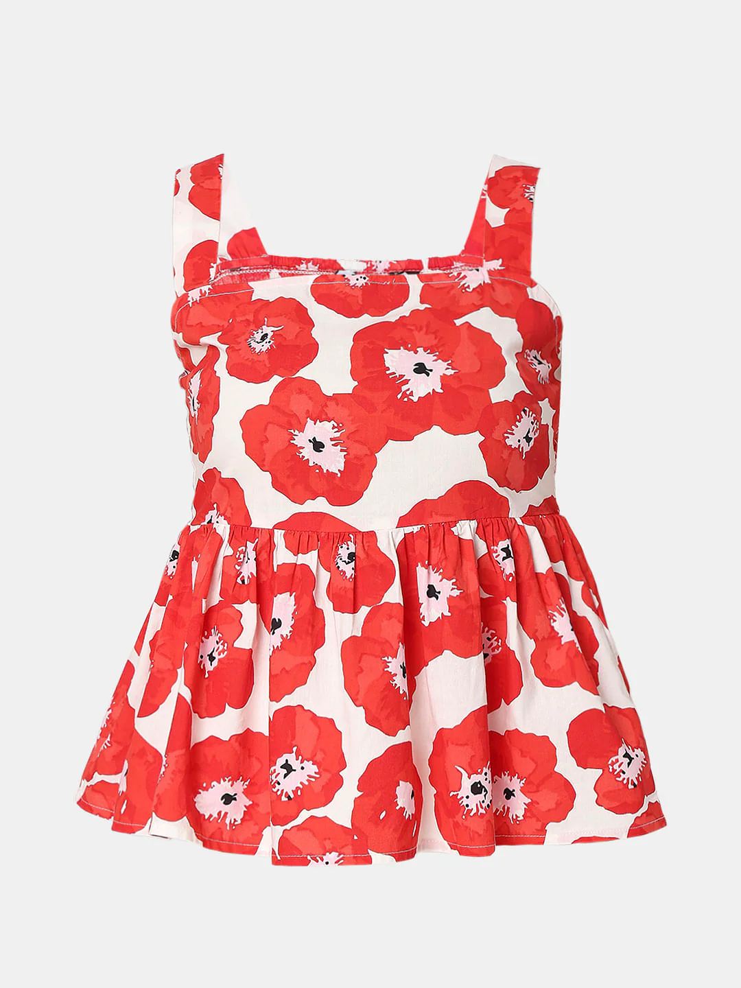 Red Floral Flared Top - Image 7