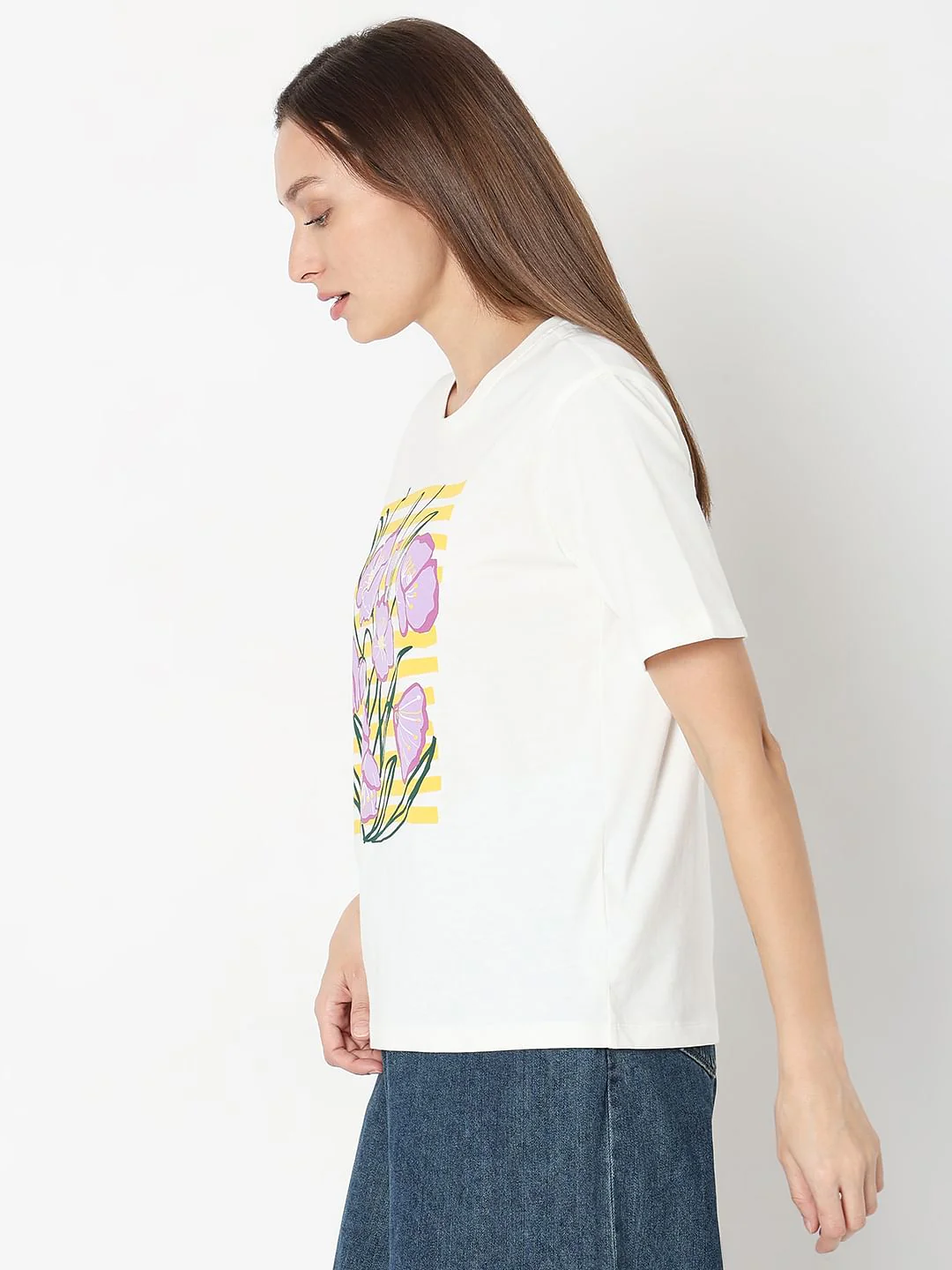 White Floral Print T-Shirt - Image 3