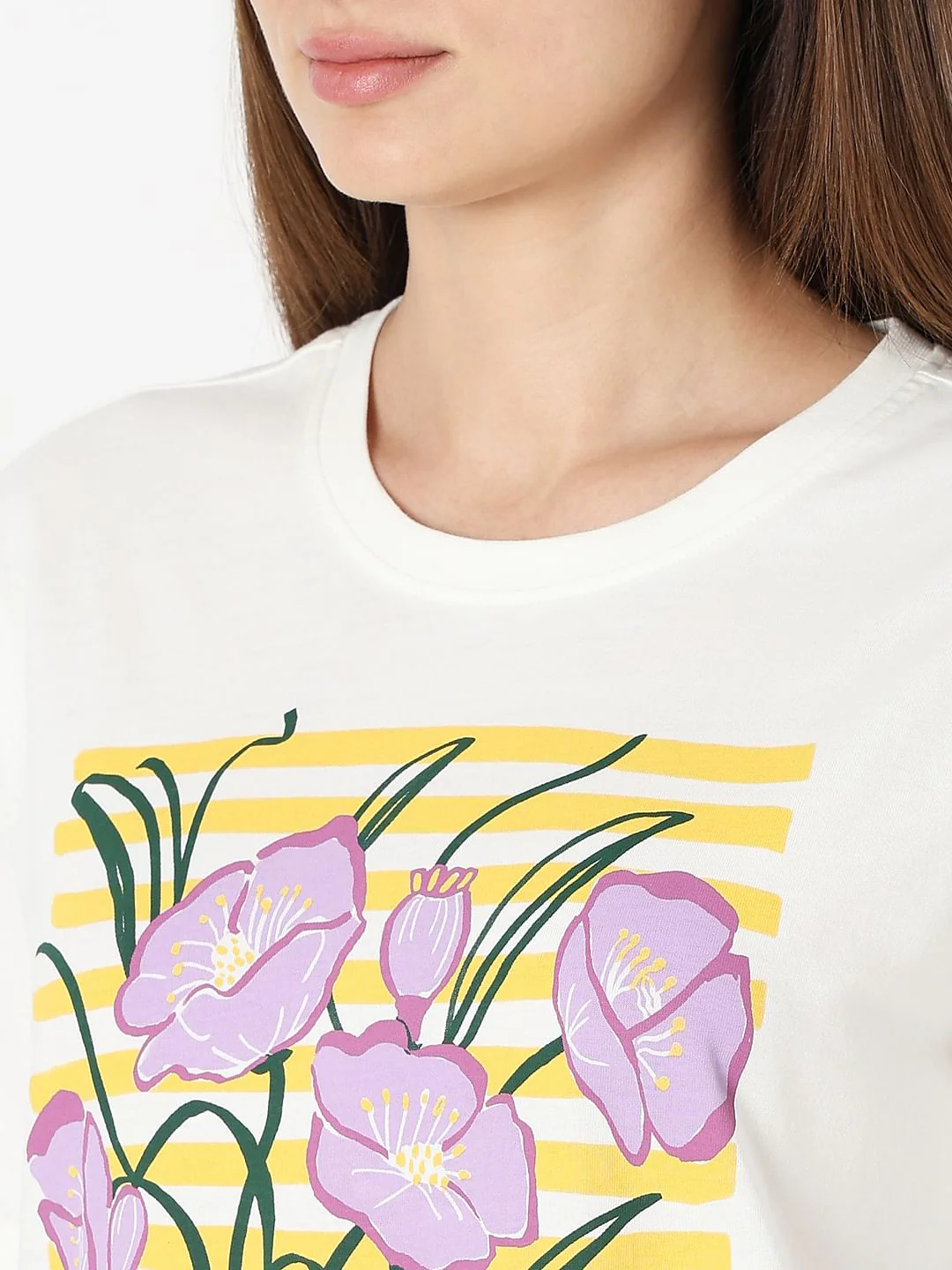 White Floral Print T-Shirt - Image 8