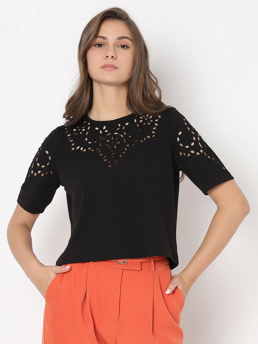 Black Cut-Out T-Shirt - Image 2