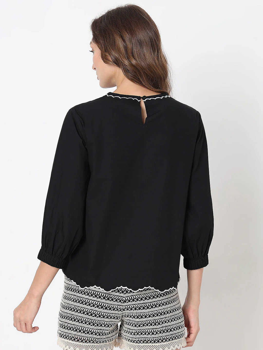 Black Floral Embroidered Top - Image 4